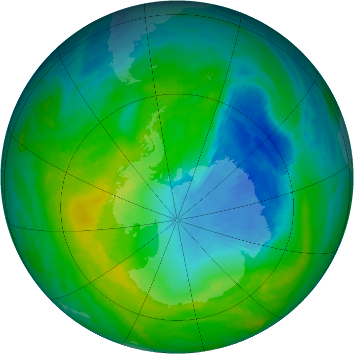Antarctic ozone map for 29 November 1985